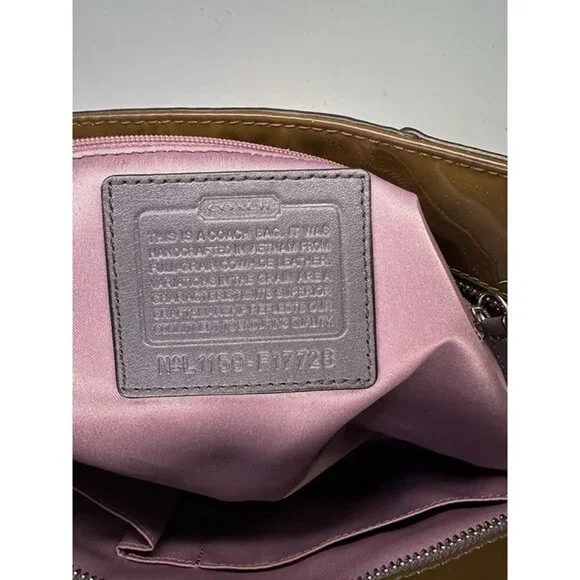 COACH Patent Leather Embossed Shoulder Bag # F17728 Green